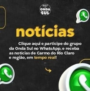    Receba as notícias através do grupo oficial do jornalismo da Onda Sul no seu WhatsApp. Não se preocupe, somente nossos administradores poderão fazer publicações, evitando assim conteúdos impróprios e inadequados. Clique no link –> https://chat.whatsapp.com/G42MsF9LiiPILoe68hzHB4